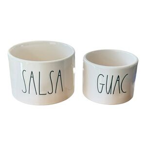 Rae Dunn White Ceramic Salsa and Guac Bowls